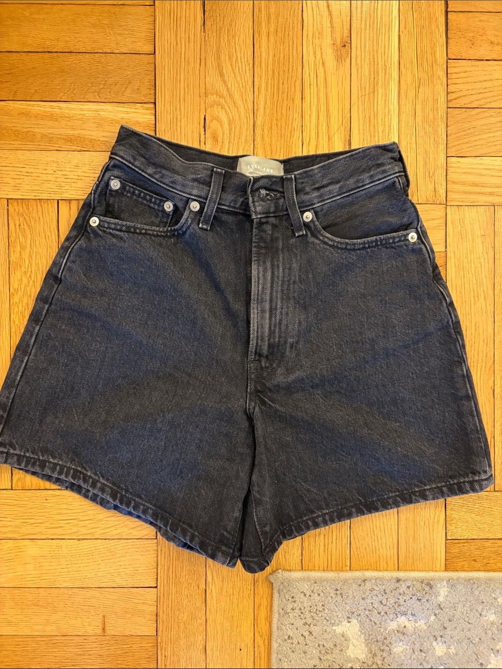 Everlane Black High-Rise Denim Shorts